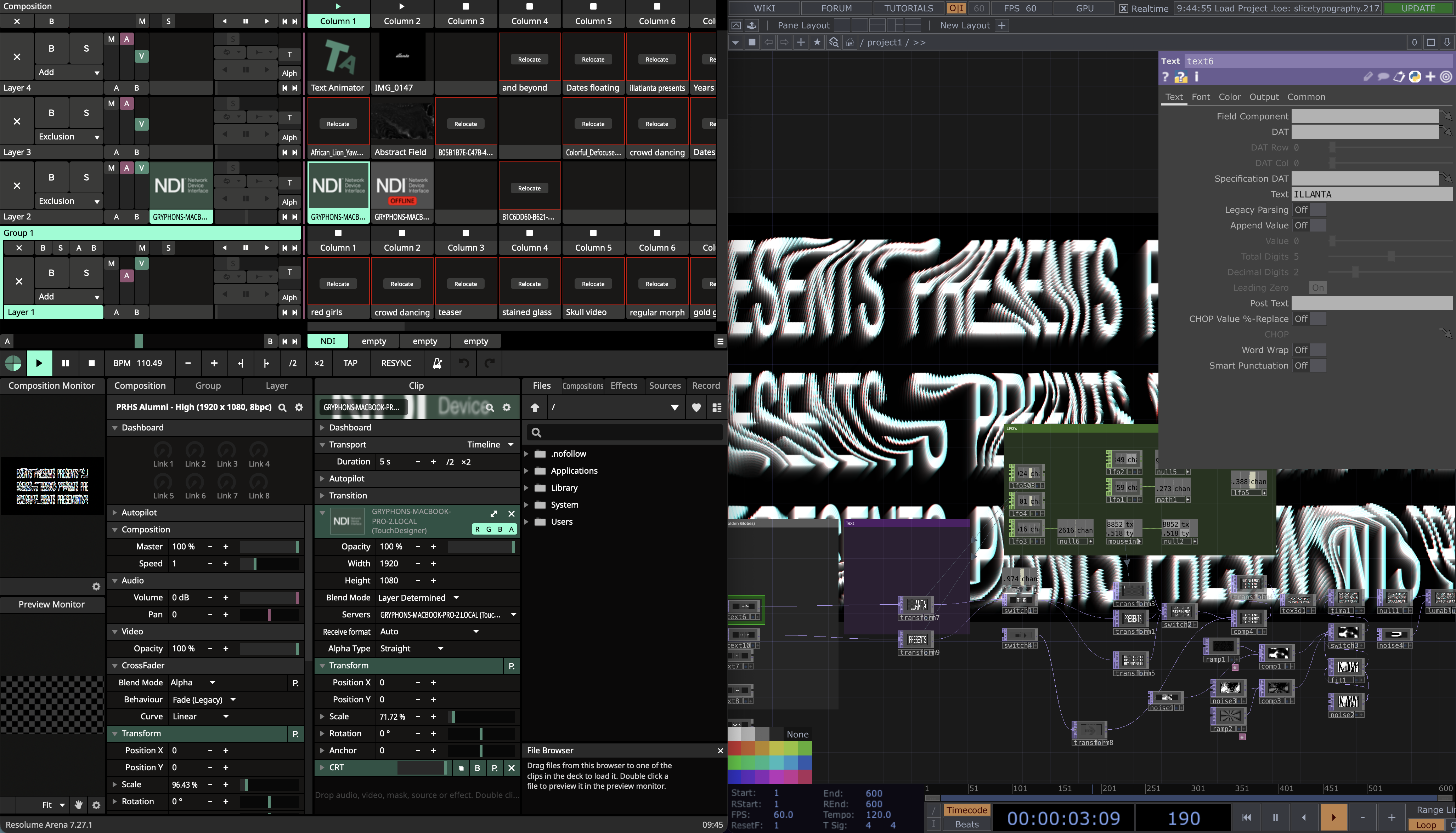 Resolume Arena 7 + TouchDesigner NDI Live Pipeline